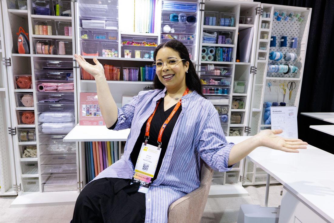 Exhibitor presenting her products